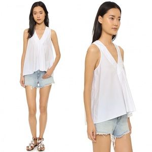 GIADA FORTE White Cotton Poplin Pleated Swing Top